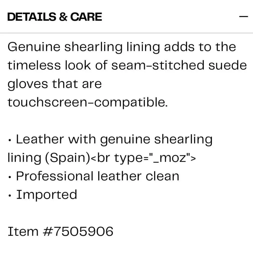 Ugg Sheepskin Exposed‎ Seam Glove- Black
